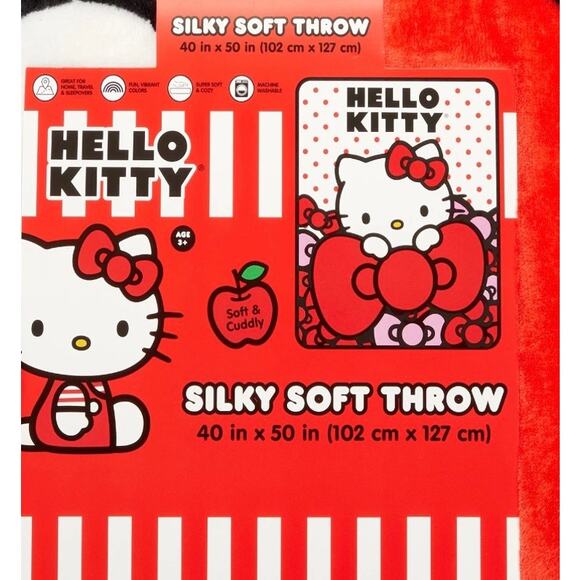 Hello Kitty Cozy Bow Throw Blanket Christmas Gift - Picture 4 of 4